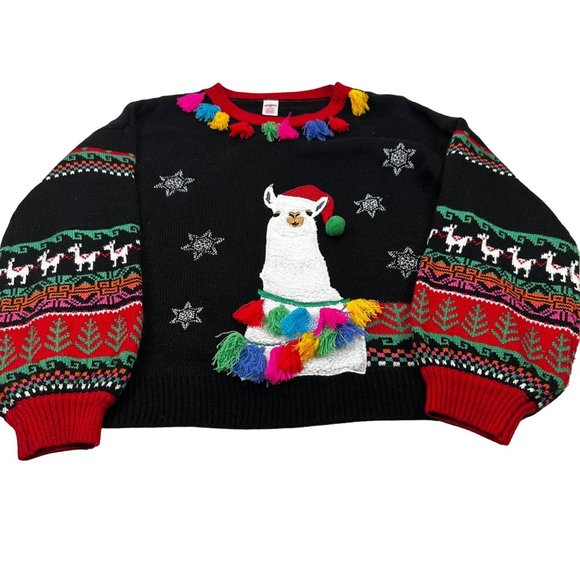 Holiday Time Women's Size Large 12-14 Llama Christmas Sweater Preowned - Picture 13 of 13